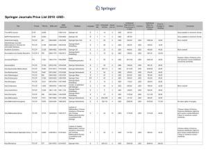 Springer Journals Price List 2010 -USD