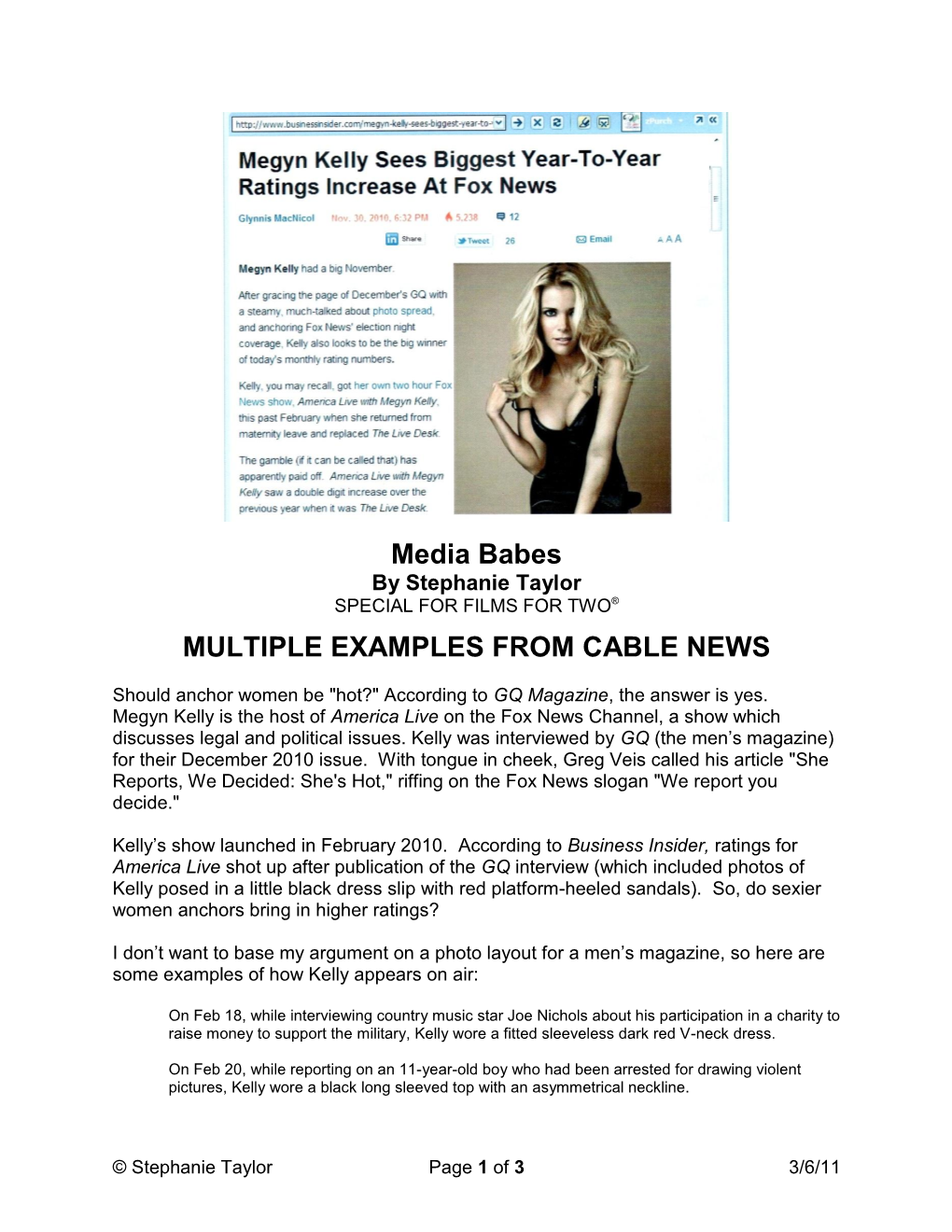 Media Babes MULTIPLE EXAMPLES from CABLE NEWS