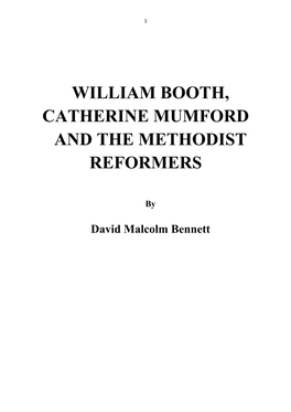William Booth, Catherine Mumford and the Methodist Reformers
