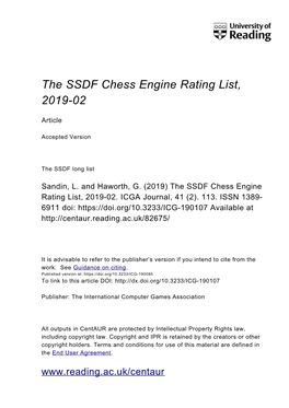 The SSDF Chess Engine Rating List, 2019-02