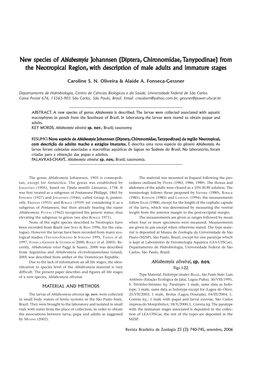 New Species of Ablabesmyia Labesmyia J Ohannsen (Dipter Ohannsen (Dipter Ohannsen (Diptera, Chironomidae, Onomidae, Onomidae, T