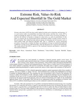 Extreme Risk, Value-At-Risk and Expected Shortfall in the Gold Market