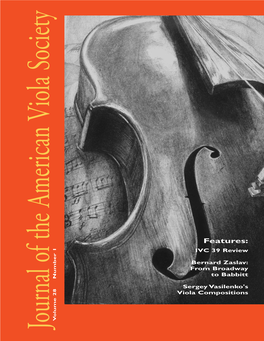 Journal of the American Viola Society Volume 28 No. 1, Spring 2012