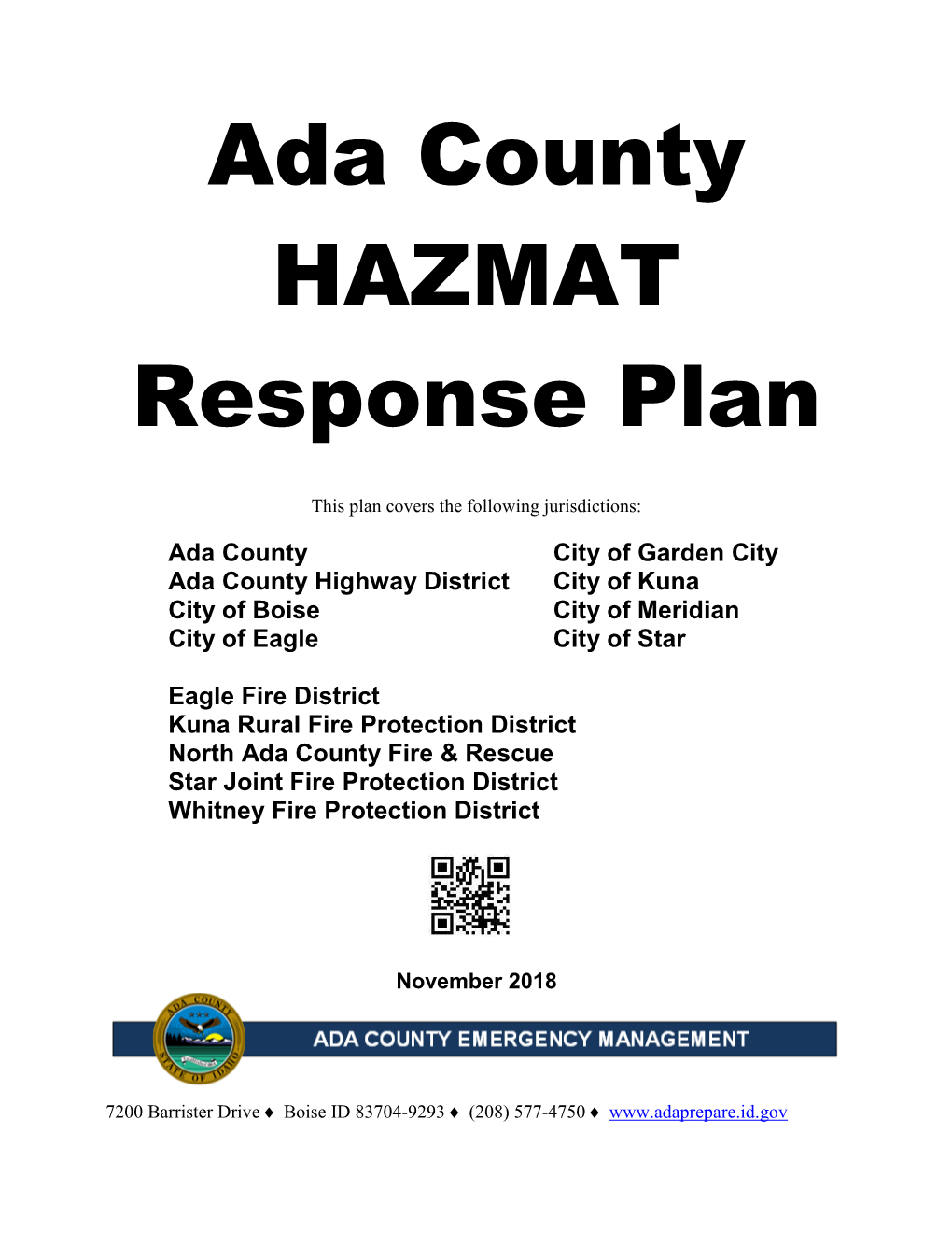 Ada County HAZMAT Response Plan