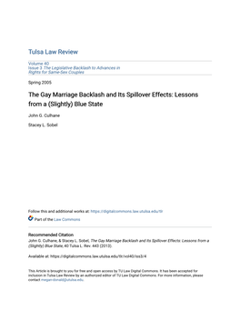 The Gay Marriage Backlash and Its Spillover Effects: Lessons from a (Slightly) Blue State