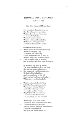 THOMAS LOVE PEACOCK 1785–1866 the War Song of Dinas Vawr