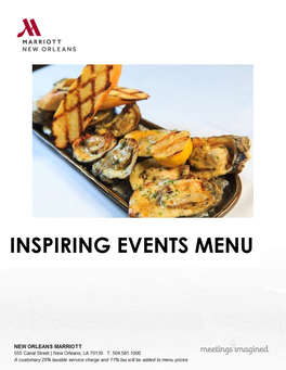 2018 Inspiring Event Menu