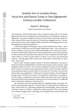 Vocal Airs and Dance Tunes in Two Eighteenth- Century London Collections