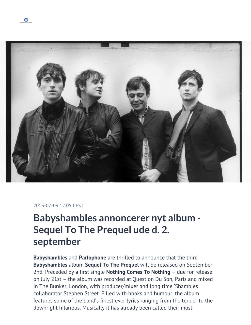 Babyshambles Annoncerer Nyt Album - Sequel to the Prequel Ude D