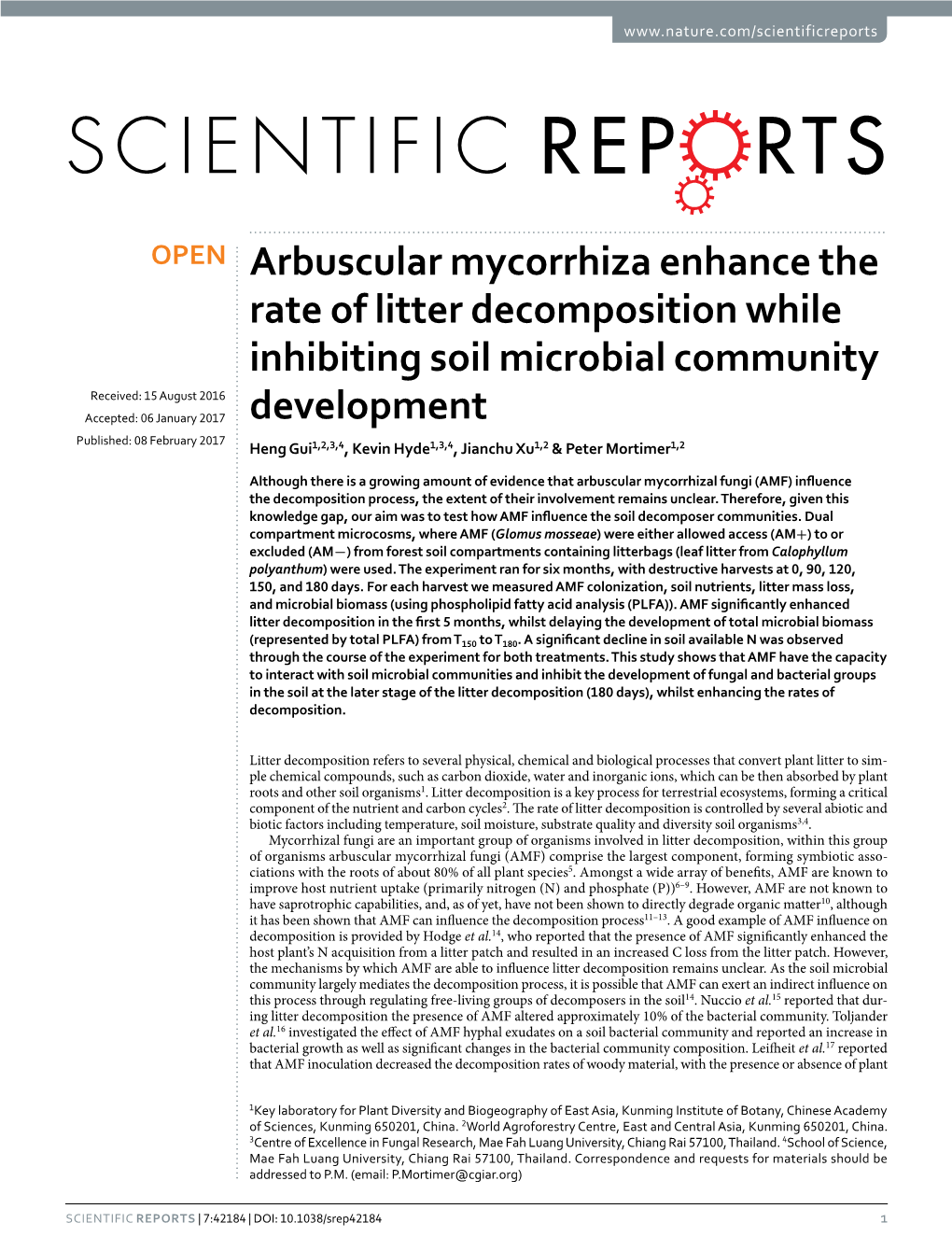 Arbuscular Mycorrhiza Enhance the Rate of Litter Decomposition While