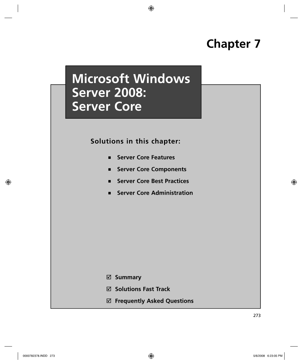 Microsoft Windows Server 2008: Server Core