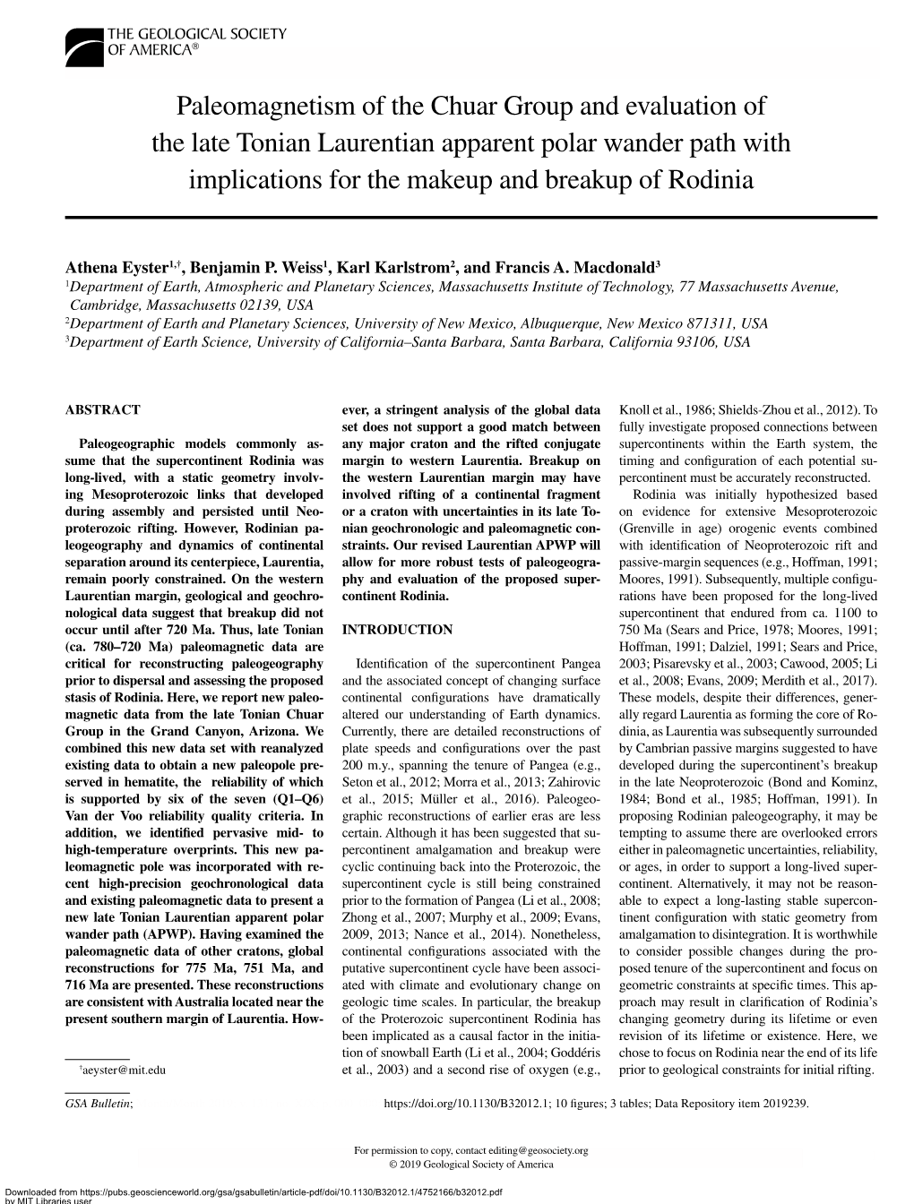 Paleomagnetism of the Chuar Group and Evaluation of the Late Tonian Laurentian Apparent Polar Wander Path with Implications for the Makeup and Breakup of Rodinia