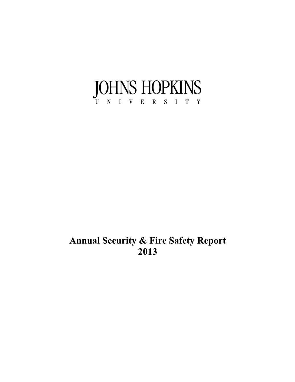 2013 Annual Security and Fire Safety Report