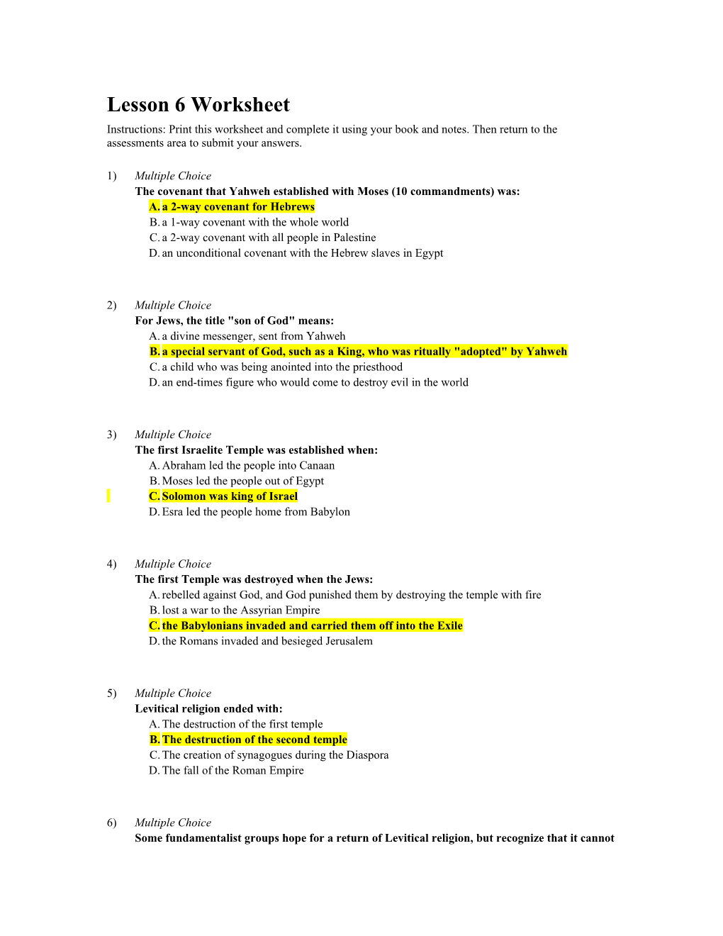 Lesson 6 Worksheet