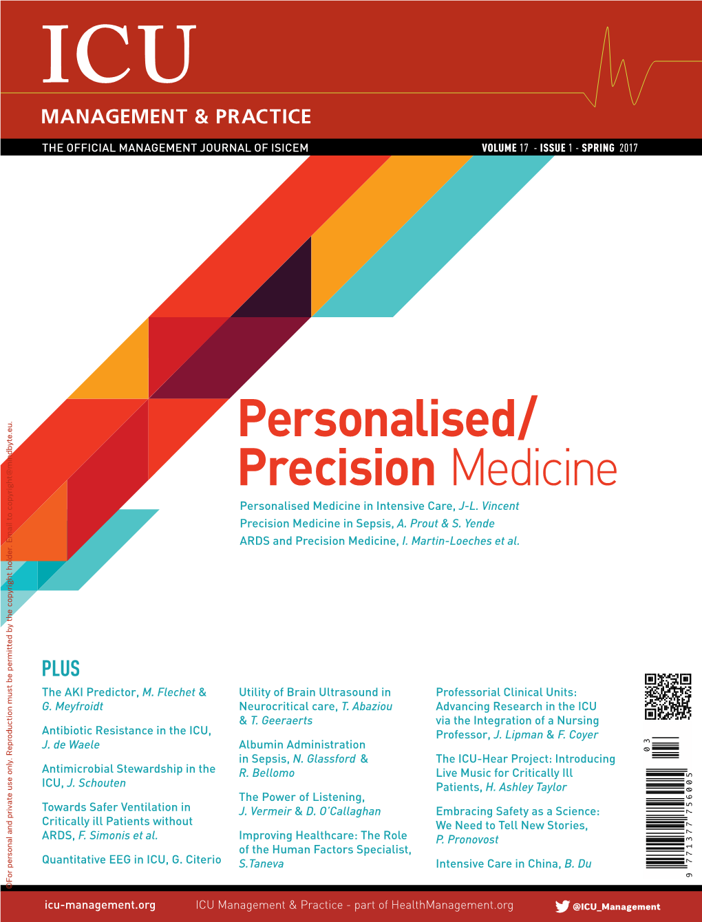 Personalised/ Precision Medicine Personalised Medicine in Intensive Care, J-L
