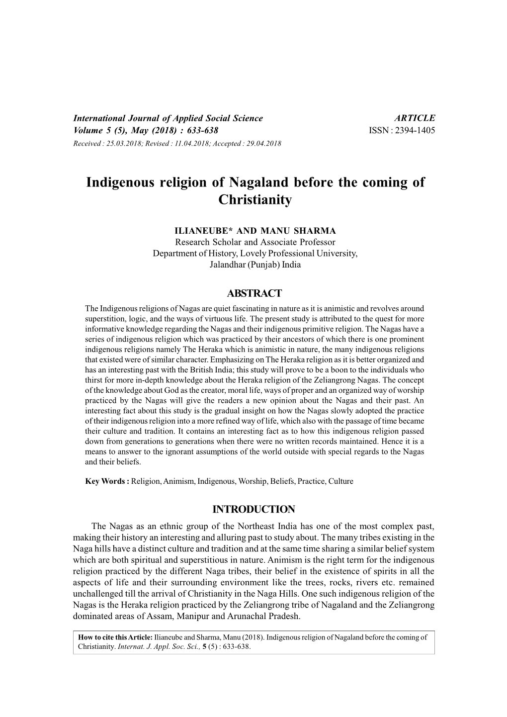 Indigenous Religion of Nagaland Before the Coming of Christianity