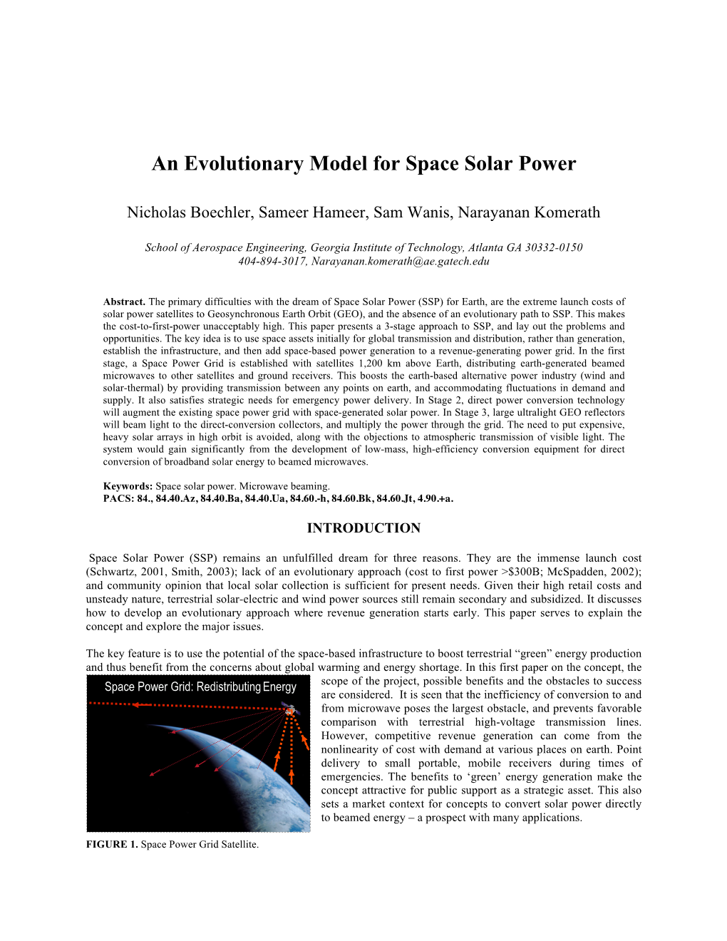 An Evolutionary Model for Space Solar Power