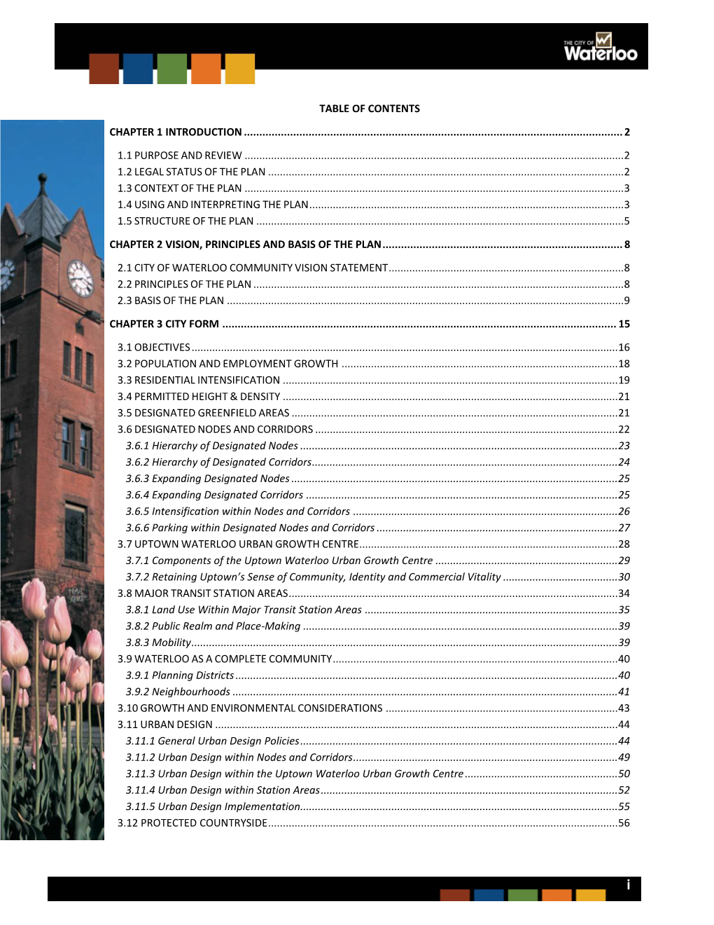 City of Waterloo Official Plan Table of Contents