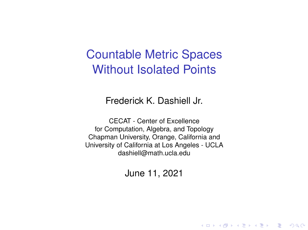 Countable Metric Spaces Without Isolated Points