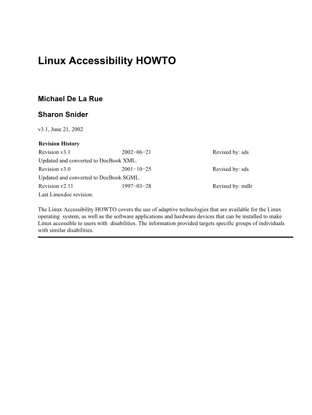 Linux Accessibility HOWTO