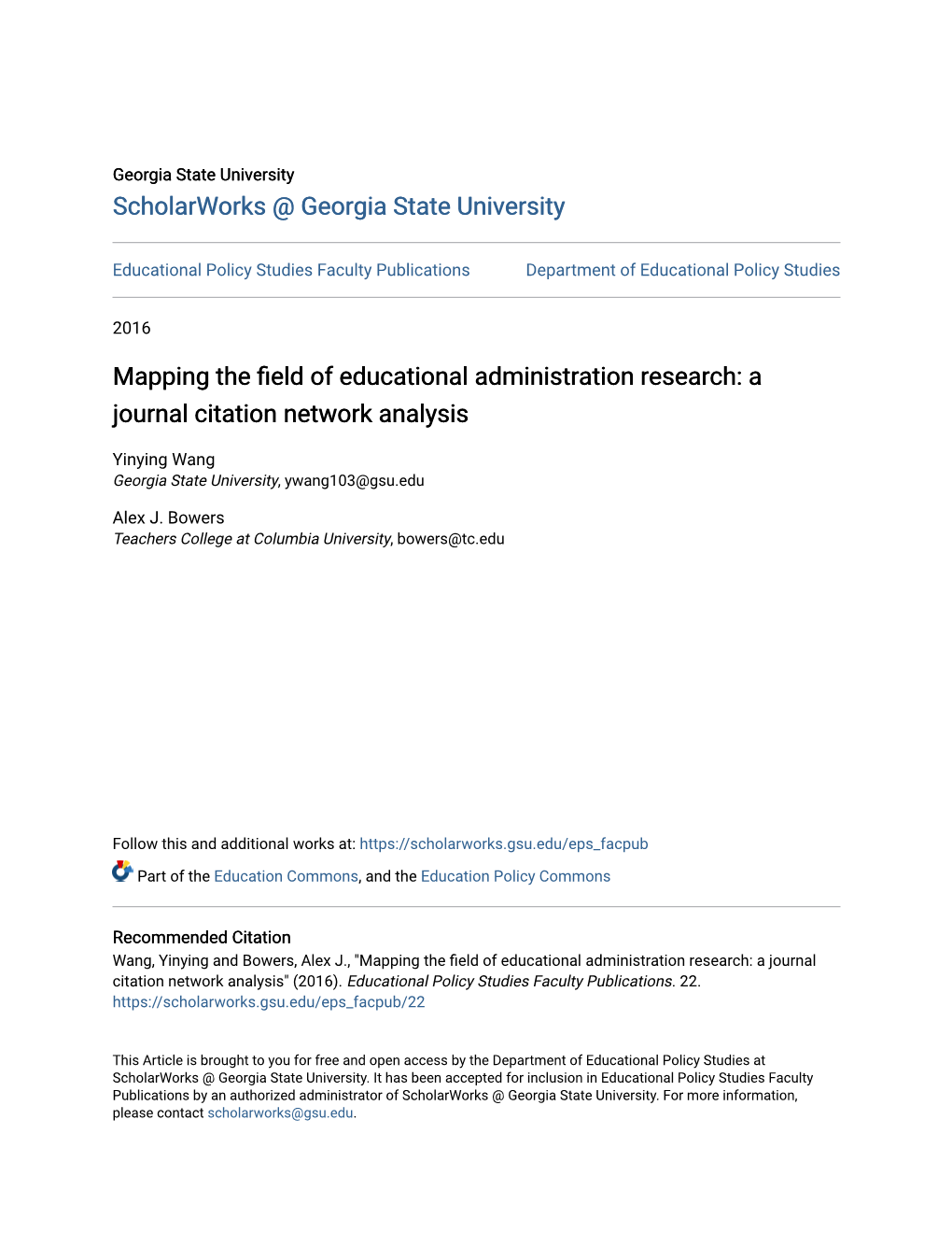 Mapping the Field of Educational Administration Research: a Journal Citation Network Analysis