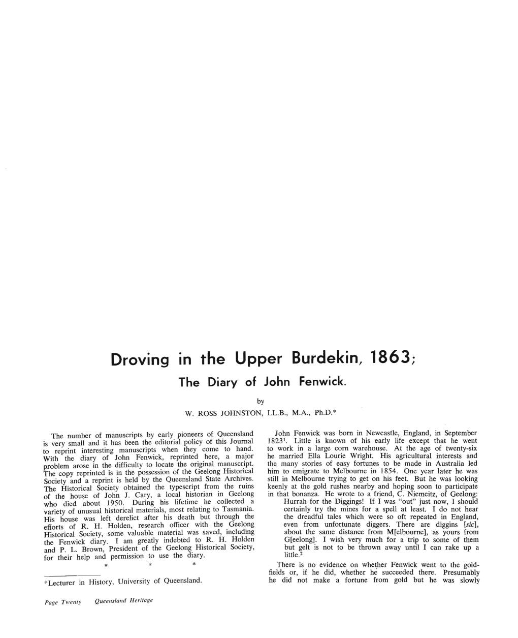 Droving the Upper Burdekin, 1863;