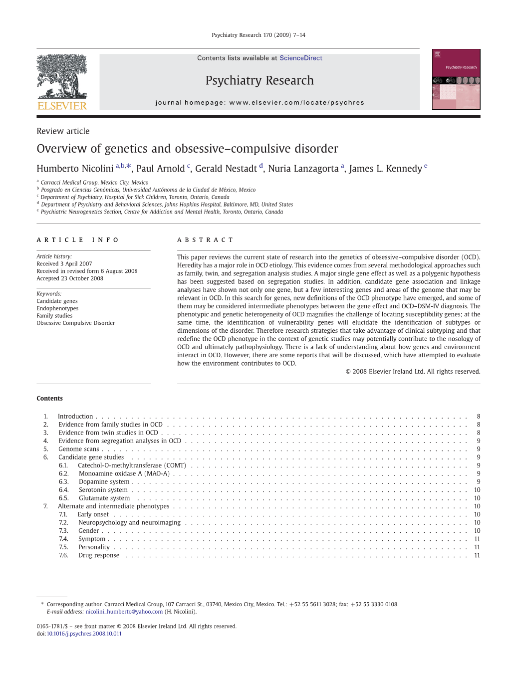 Overview of Genetics and Obsessive–Compulsive Disorder