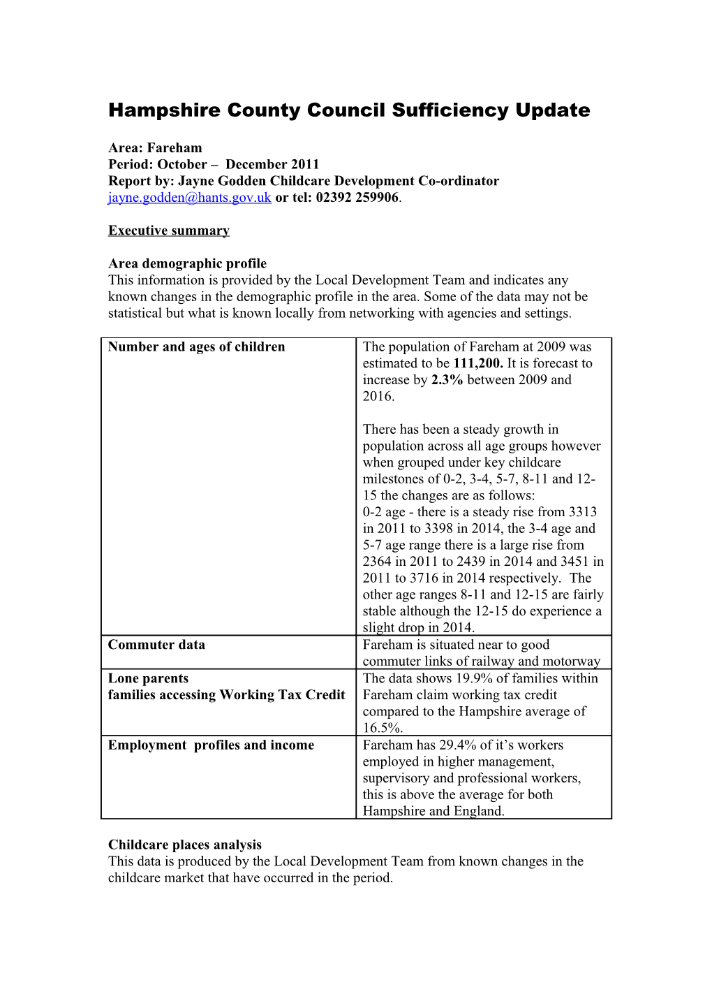 Hampshire County Council Sufficiency Update s8