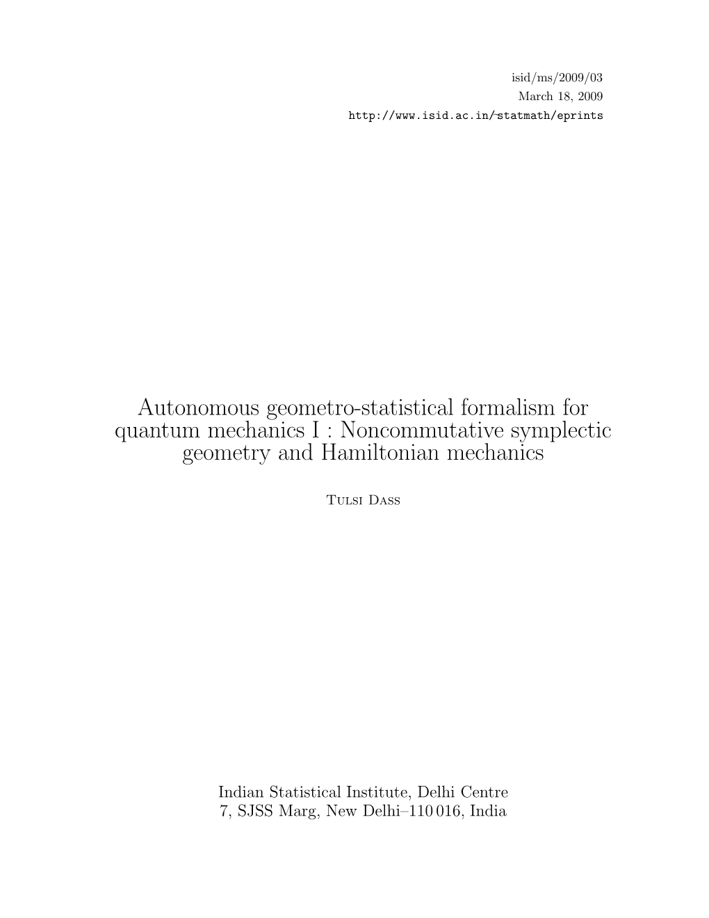Noncommutative Symplectic Geometry and Hamiltonian Mechanics