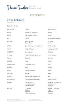 REPERTOIRE Owen Gilhooly