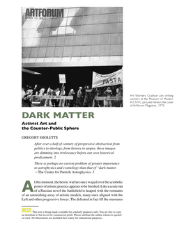DARK MATTER Activist Art and the Counter-Public Sphere