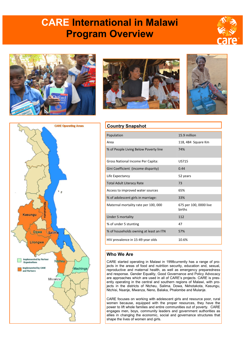 CARE International in Malawi Program Overview