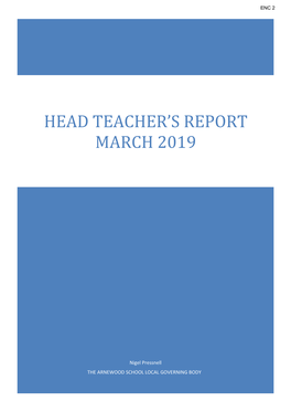 Head Teacher's Report March 2019