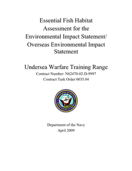 US Naval Warfare Training Range Navy EFH Assessment