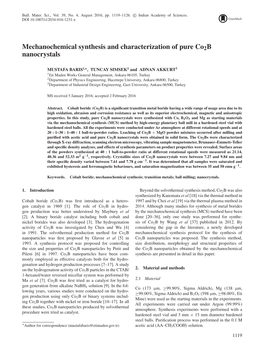 Mechanochemical Synthesis and Characterization of Pure Co2b Nanocrystals