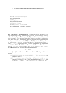 4. ELEMENTARY THEORY of SUPERMANIFOLDS 4.1. The