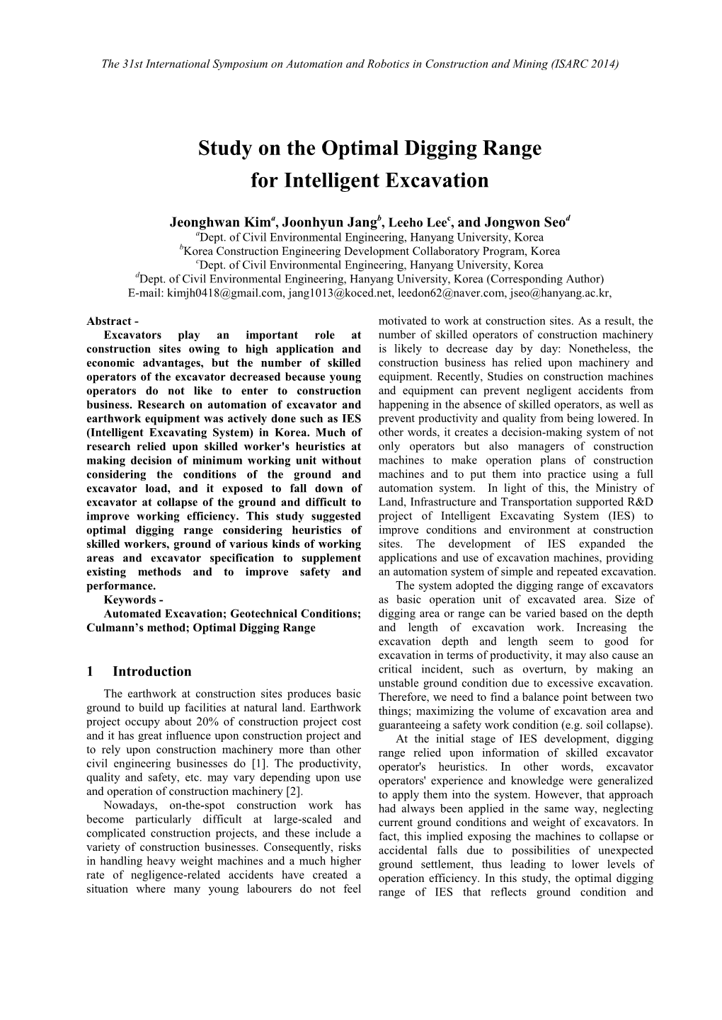 Study on the Optimal Digging Range for Intelligent Excavation