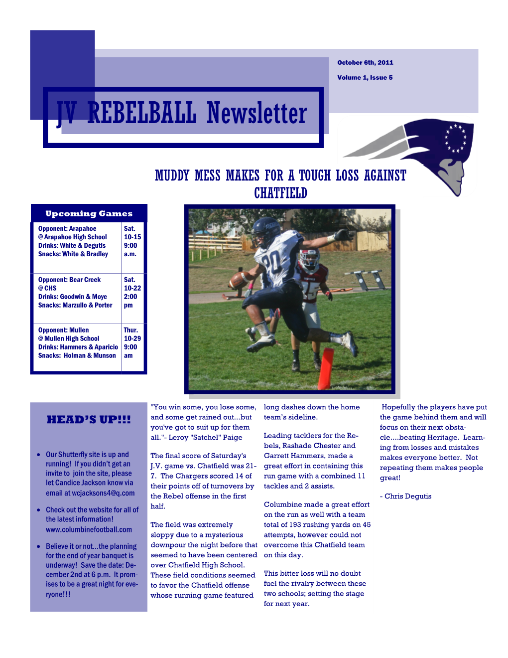 JV REBELBALL Newsletter