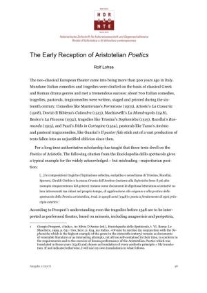 The Early Reception of Aristotelian Poetics