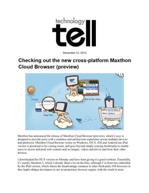 Maxthon Has Announced the Release of Maxthon Cloud Browser (Preview