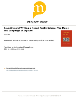 Sounding and Writing a Nepali Public Sphere: the Music and Language of Jhyāure