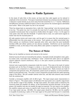 Noise in Radio Systems Page 1