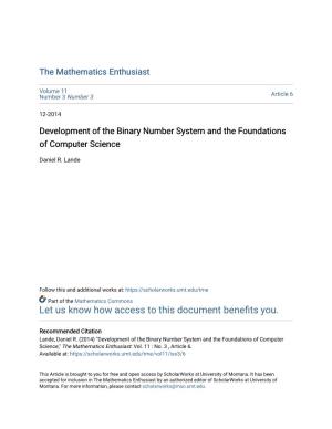 Development of the Binary Number System and the Foundations of Computer Science