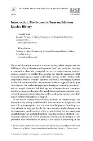 Introduction: the Economic Turn and Modern Russian History