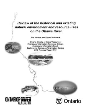Review of the Historical and Existing Natural Environment and Resource Uses on the Ottawa River