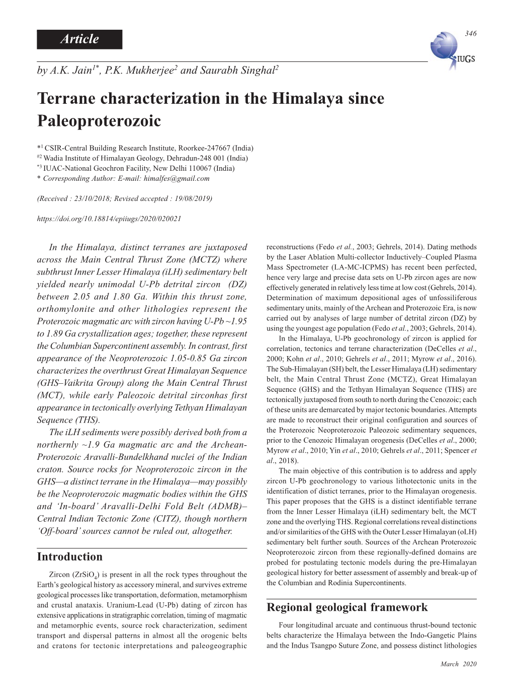 Terrane Characterization in the Himalaya Since Paleoproterozoic