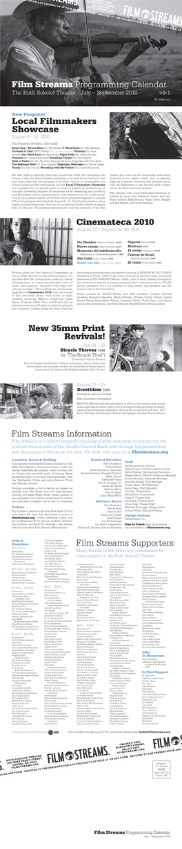 Film Streams Programming Calendar the Ruth Sokolof Theater