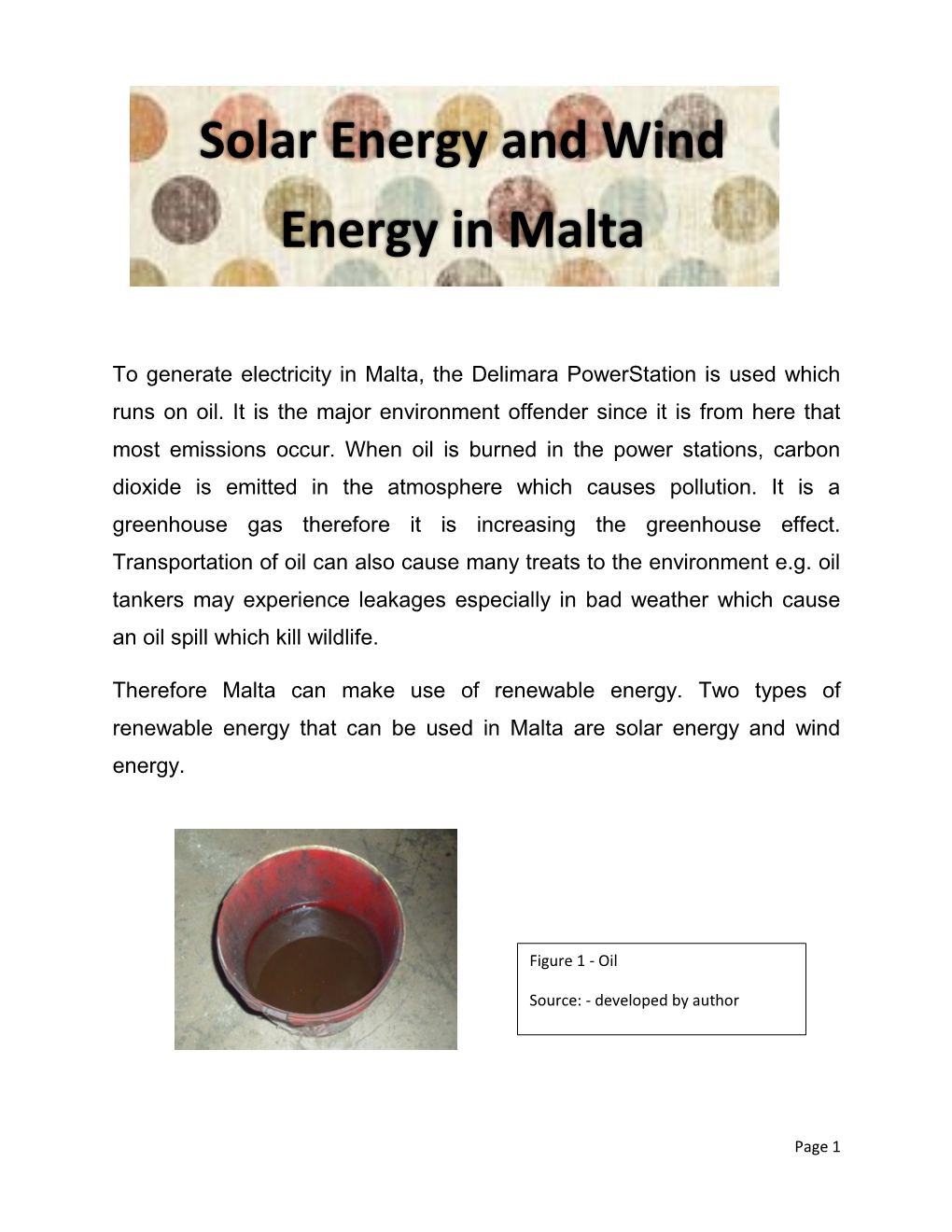 Solar Energy and Wind Energy in Malta