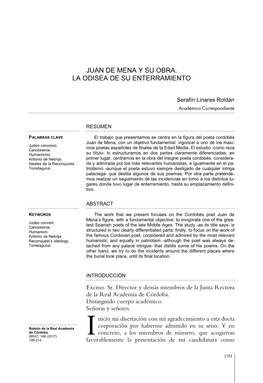 Juan De Mena Y Su Obra. La Odisea De Su Enterramiento