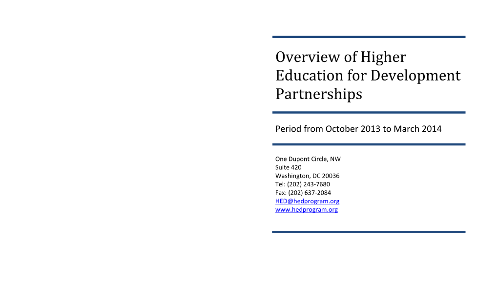 Overview of Higher Education for Development Partnerships